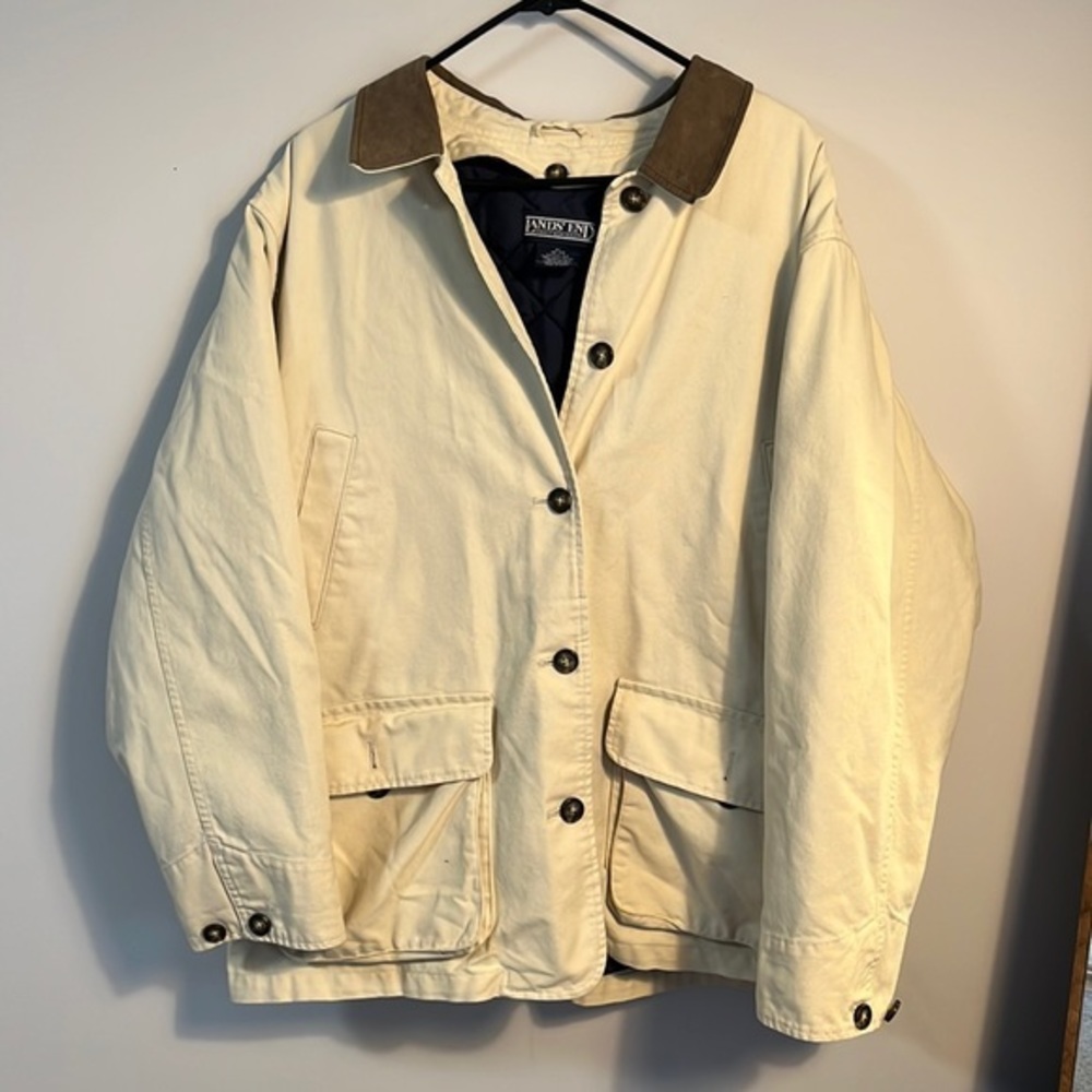 Men's XL‎ Land's End Cream Coat with Removable Liner